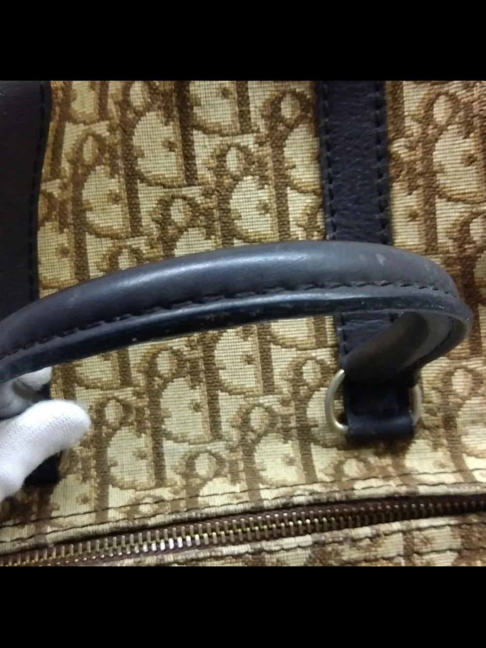 Dior Brown Monogram Canvas Duffel with Dark Brown Leather Trim